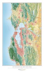 San Francisco Bay Area Land Cover (Light Water) Fine Art Print Map